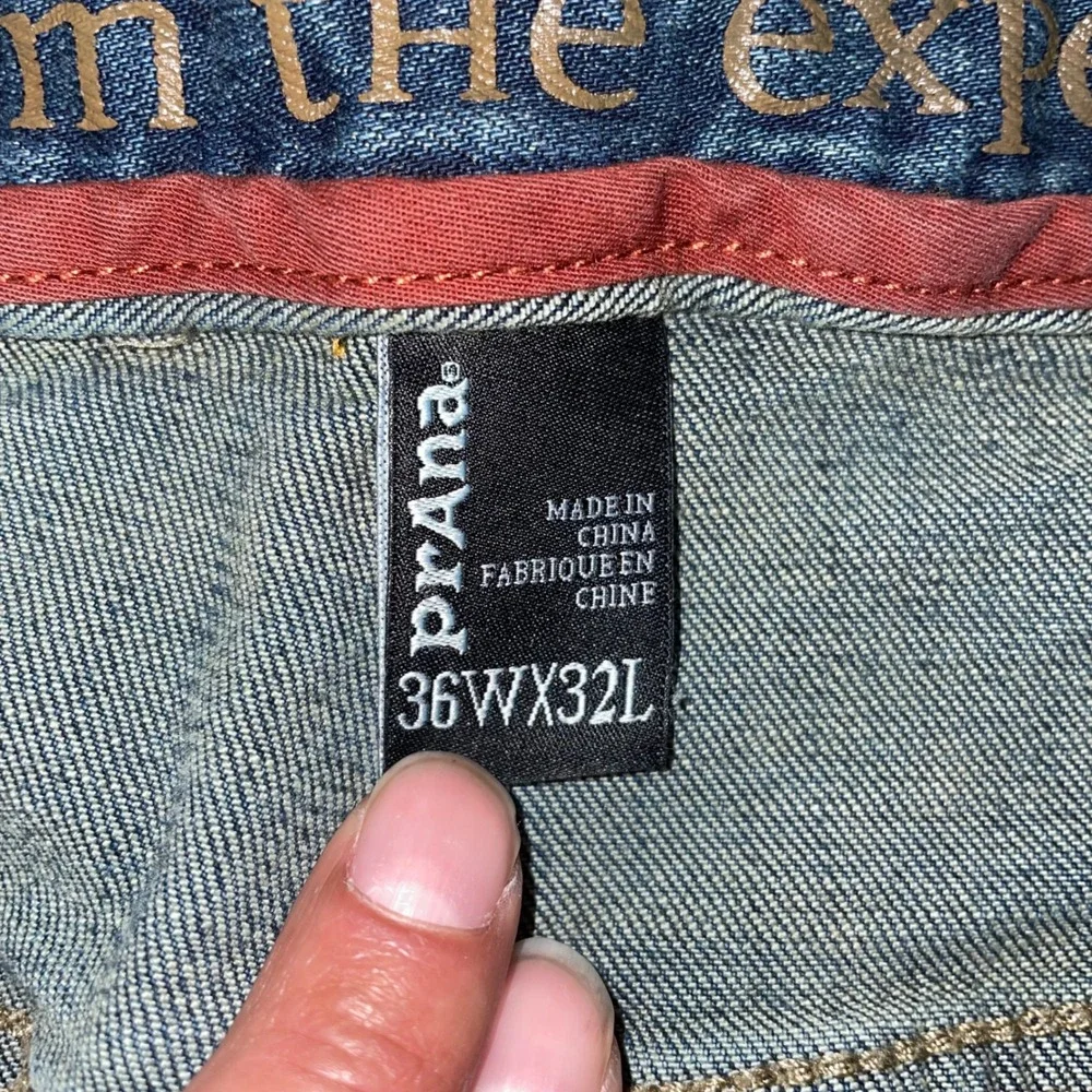 Prana Axiom Jeans Mens 36x32 Blue Organic Cotton Stretch Denim Straight Leg